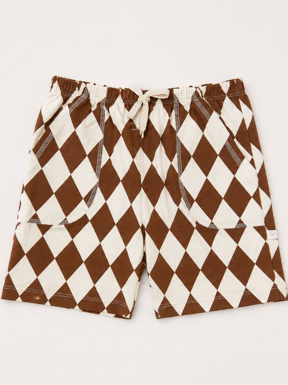 Jax & Lennon Everyday Shorts in Toasted Almond / Brown Checkered Pattern Bamboo